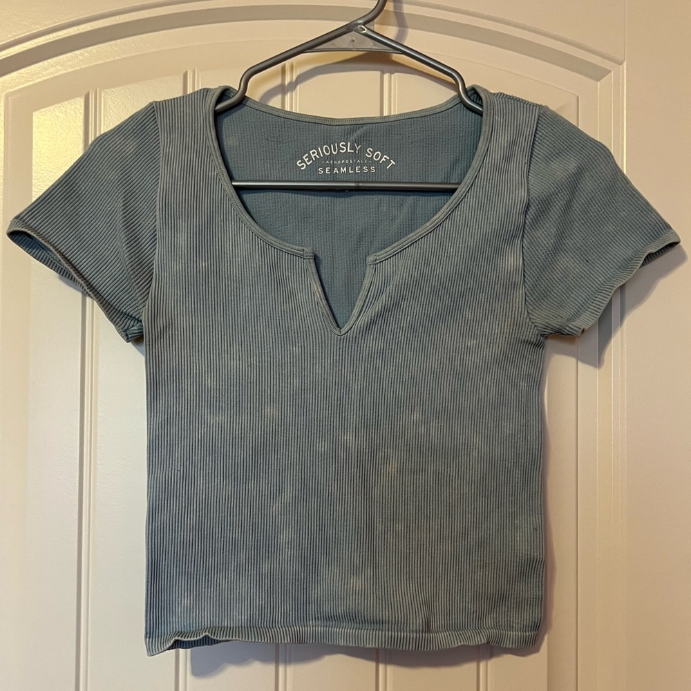 Aeropostale Seriously Soft Seamless Crop Top in Blue